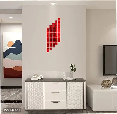 Psychedelic Collection Beautiful Square Set red Acrylic Sticker Hexagon Mirror, Hexagon Mirror Wall Stickers, Mirror Stickers for Wall Large Size, Sticker mirror-ACR-119 R-thumb0