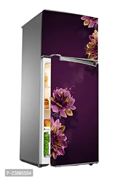 Psychedelic Collection Purple Flower Decorative Extra Large PVC Vinyl Fridge Sticker (Multicolor, 60 cm X 160 cm)_PCFS249_WP-thumb2