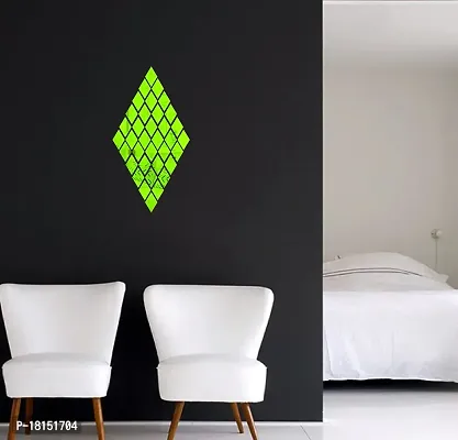 Trendy Green Acrylic Decorative Multi Daimond Set Mirror Wall Sticker Hexagon Mirror, Hexagon Mirror Wall Stickers, Mirror Stickers For Wall Large Size, Sticker Mirror-thumb0