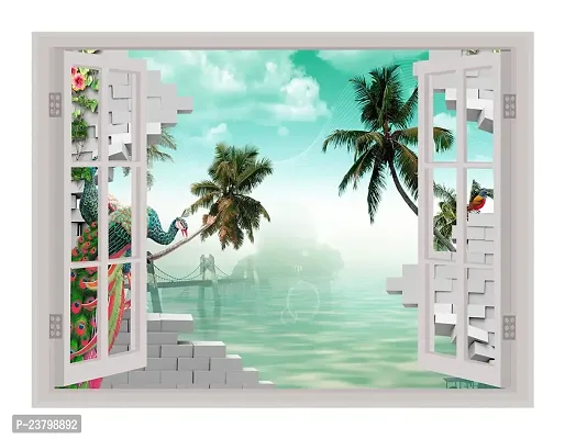 Psychedelic Collection Beautiful Nature Window Illusion Wall Sticker (PVC Vinyl, Multicolour, Wall Covering 61 cm X 46 cm)_PCWI01_PCWI104