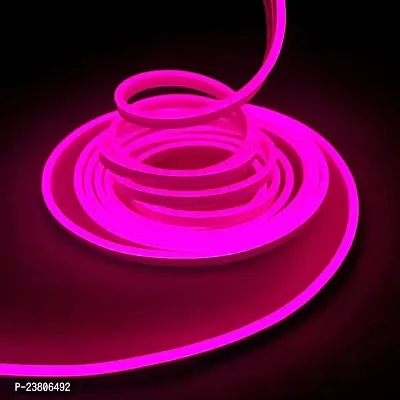 LIGHTAVERSE Led 5Mtr Pink Strip Light,Neon Light Strip,12V Flexible Waterproof Neon Led Strip,Silicone Led Neon Rope Light (Power Adapter Included,5 CM)-thumb0