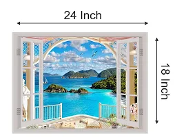 Psychedelic Collection Beautiful Beach Window Illusion Wall Sticker (PVC Vinyl, Multicolour, Wall Covering 61 cm X 46 cm)_PCWI01_PCWI96-thumb3