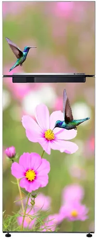 Psychedelic Collection Decorative Lesser Voile Tear Bird, Pink Flower, Plant, Garden Nature Wallpaper Sticker for Fridge Decor 60 cm X 160 cm-thumb2