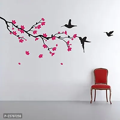Decals Design 'Humming Birds and Blossoms' Wall Sticker (PVC Vinyl, 50 cm x 70 cm, Multicolour)