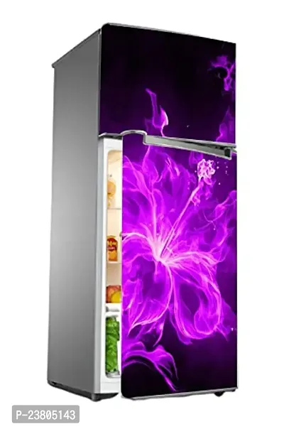 Psychedelic Collection Purple Flower Decorative Extra Large PVC Vinyl Fridge Sticker (Multicolor, 60 cm X 160 cm)_PCFS193_WP