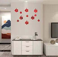 Psychedelic Collection Decorative Beautiful Flowers red Acrylic Sticker Hexagon Mirror, Hexagon Mirror Wall Stickers, Mirror Stickers for Wall Large Size, Sticker Mirror-thumb1