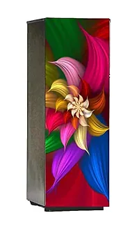 Psychedelic Collection Decorative red Blue Green Yellow Leaves Colourful Flowers Poster Extra Large Fridge Sticker Double Single Door Decorative Fridge Sticker (PVC Vinyl, Multicolor, 60 cm X 160 cm)-thumb1