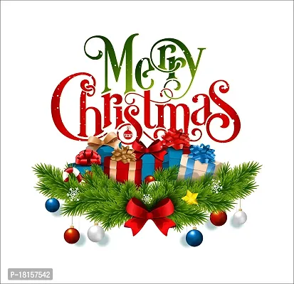 Trendy Decorative Merry Christmas With Gifts Decorative Pvc Vinyl Wall Sticker (Multicolor, 60 Cm X 86 Cm)Wd412Hk-thumb0