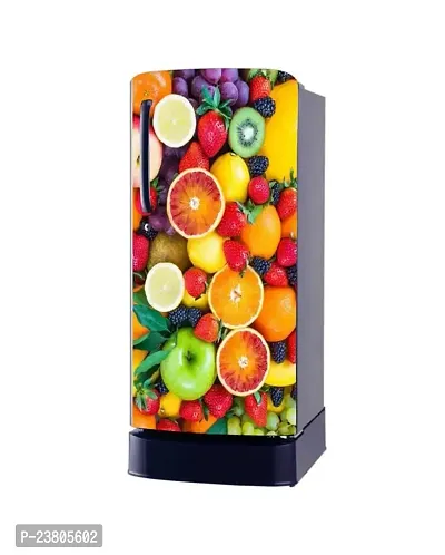 Psychedelic Collection Abstract Design Decorative Fruits Fridge Sticker (Multicolor Vinyl 120X60)