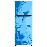 Trendy Octopus Shark Ocean Minimalism Blue Largedecorative Extra Large Pvc Vinyl Fridge Sticker (Multicolor, 60 Cm X 160 Cm)-thumb2