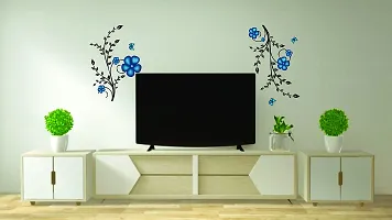 Psychedelic Collection Decorative Tree Branch Blue Flower PVC Vinyl Multicolor Decorative Wall Sticker for Wall Decoration Size : 67 cm X 120 cm-thumb1