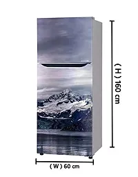 Psychedelic Collection Snow Mountain Water Fridge Wallpaper Poster Adhesive Vinyl Sticker Fridge wrap Sticker Double Single Door Decorative Fridge Sticker (PVC Vinyl, Multicolor, 60 cm X 160 cm)-thumb2