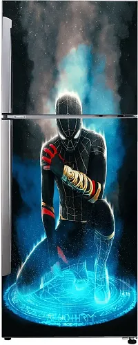 Psychedelic Collection Decorative Abstract Multicolor Black Spider Men, Power Generate with Black Background Wallpaper Sticker for Fridge Decor 60 cm X 160 cm-thumb1