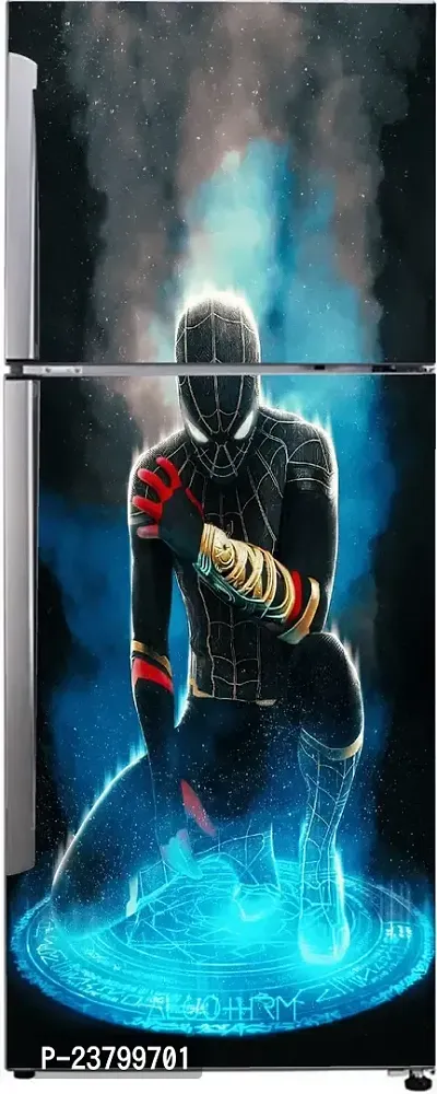 Psychedelic Collection Decorative Abstract Multicolor Black Spider Men, Power Generate with Black Background Wallpaper Sticker for Fridge Decor 60 cm X 160 cm-thumb2