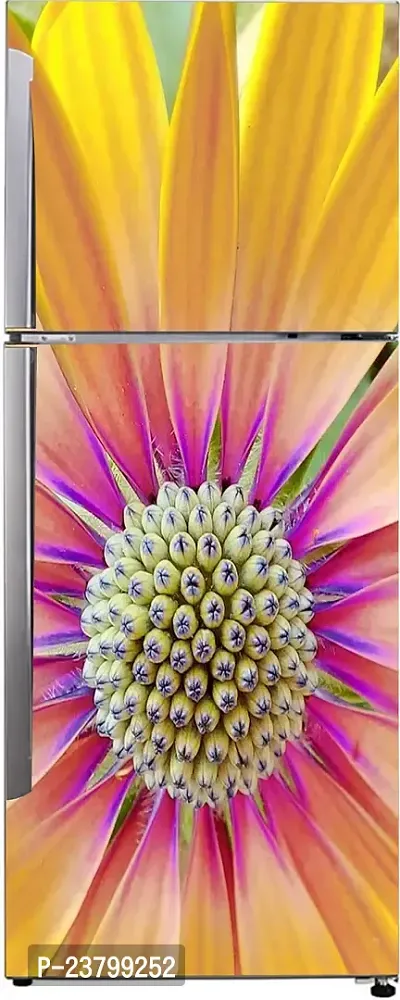 Psychedelic Collection Decorative Multicolor Marco Sunflower Wallpaper Sticker for Fridge Decor Double Single Door Decorative Fridge Sticker (PVC Vinyl, Multicolor, 60 cm X 160 cm)