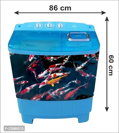 Psychedelic Collection Decorative Fishes Water Washing Machine Sticker (Multicolor PVC Vinyl 86x60)-thumb3