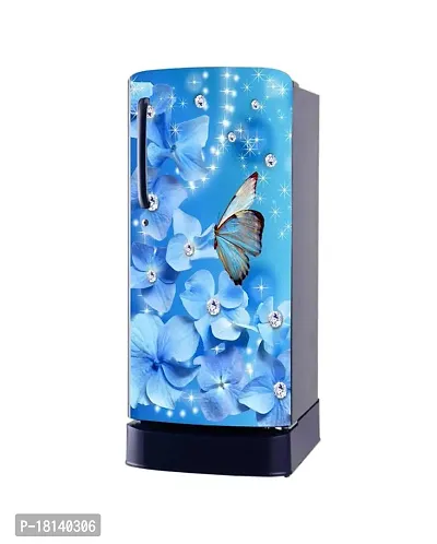 Trendy Abstract Design Coloufull Flower With Butterfly Decorative Fridge Sticker(Multicolor Vinyl 120X60)-thumb0