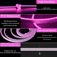 LIGHTAVERSE Led 5Mtr Pink Strip Light,Neon Light Strip,12V Flexible Waterproof Neon Led Strip,Silicone Led Neon Rope Light (Power Adapter Included,5 CM)-thumb2