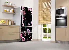 Psychedelic Collection - Vinly Beautiful Pink Rose Bunch with Black Background Self Adhesive Vinyl Sticker Fridge wrap Decorative Sticker (PVC Vinyl Covering Area 120 X 60 CM)-thumb2