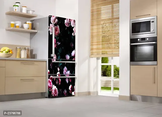 Psychedelic Collection - Vinly Beautiful Pink Rose Bunch with Black Background Self Adhesive Vinyl Sticker Fridge wrap Decorative Sticker (PVC Vinyl Covering Area 120 X 60 CM)-thumb3