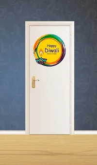 Psychedelic Collection Happy Diwali PVC Vinyl Multicolor Decorative Wall Sticker for Wall Decoration Size : 46 cm X 46 cm _WD247-thumb1