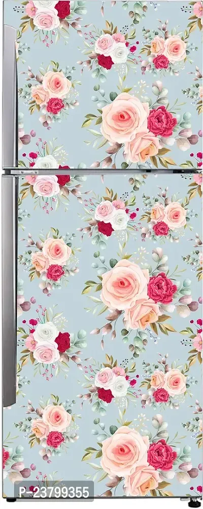 Psychedelic Collection Decorative Beautiful Flower Pattern Wallpaper Sticker for Fridge Decor Double Single Door Decorative Fridge Sticker (PVC Vinyl, Multicolor, 60 cm X 160 cm)