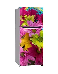 Trendy Flower Colourfull Pink Flower Yellow Flower Decorative Extra Large Pvc Vinyl Fridge Sticker (Multicolor, 60 Cm X 160 Cm)-thumb1