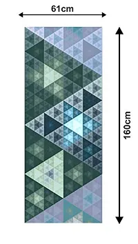 Psychedelic Collection abstract decorative sky blue green square design wallpaper poster extra large fridge sticker Double Single Door Decorative Fridge Sticker (PVC Vinyl, Multicolor, 60 cm X 160 cm)-thumb2