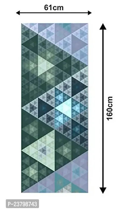 Psychedelic Collection abstract decorative sky blue green square design wallpaper poster extra large fridge sticker Double Single Door Decorative Fridge Sticker (PVC Vinyl, Multicolor, 60 cm X 160 cm)-thumb3