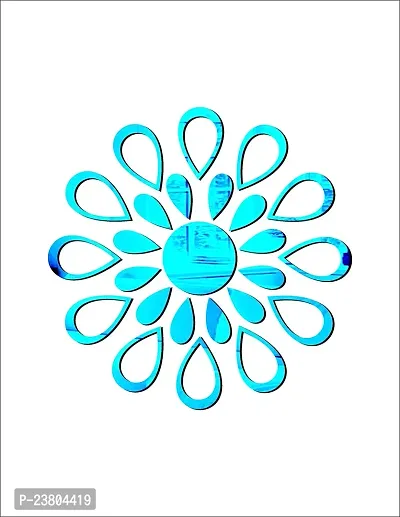 Psychedelic Collection Decorative Flower Blue Acrylic Sticker Hexagon Mirror, Hexagon Mirror Wall Stickers, Mirror Stickers for Wall Large Size, Sticker Mirror-thumb3