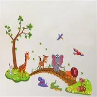 Psychedelic Collection Multi Colour Nursery Zoo Animals Vinyl Self Adhesive Peel and Stick, Kids Room, Hall, Bed Room, Living Room, Drawing Room, Home Decor Wall Sticker (60 CM X 90 CM)-thumb2