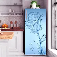 Psychedelic Collection Vinly 3D Water Rose with Blue Background Adhesive Vinyl Sticker Fridge wrap Decorative Sticker (Multicolor PVC Vinyl 120x60)-thumb1