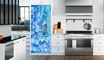 Psychedelic Collection Abstract Design Coloufull Flower with Butterfly Decorative Fridge Sticker (Multicolor PVC Vinyl 160x60)-thumb1