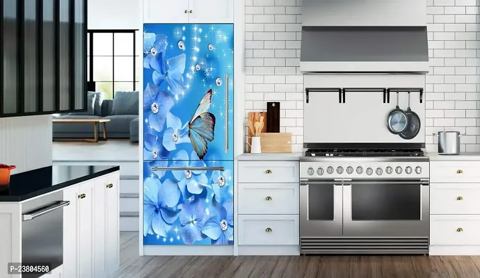 Psychedelic Collection Abstract Design Coloufull Flower with Butterfly Decorative Fridge Sticker (Multicolor PVC Vinyl 160x60)-thumb2