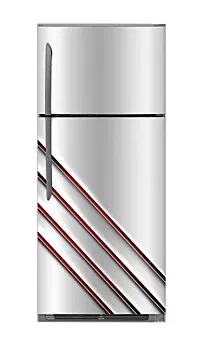 Advait Designs Abstract Decorative red Lines with Off White Background Wallpaper Full Fridge Cover Extra Large Fridge Sticker (PVC Vinyl Covering Area 61cm X 160cm)-MFN-thumb1