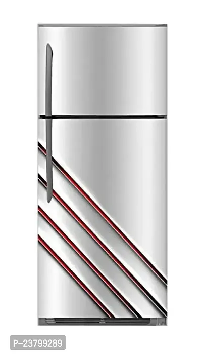 Advait Designs Abstract Decorative red Lines with Off White Background Wallpaper Full Fridge Cover Extra Large Fridge Sticker (PVC Vinyl Covering Area 61cm X 160cm)-MFN-thumb2