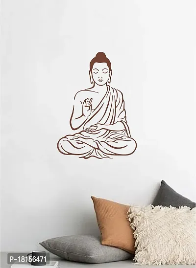 Trendy Meditation Buddha Pvc Vinyl Multicolor Decorative Wall Sticker For Wall Decoration Size - 70 Cm X 52 Cm-thumb3