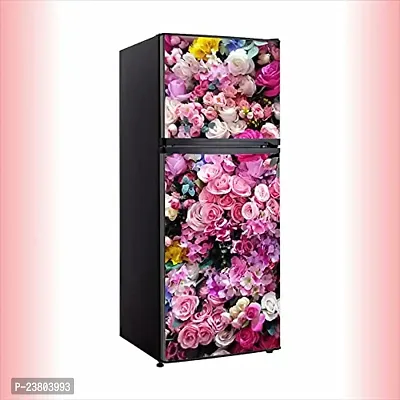 Psychedelic Collection Colorful Roses and beautyfull Pink roseDecorative Extra Large PVC Vinyl Fridge Sticker (Multicolor, 60 cm X 160 cm)