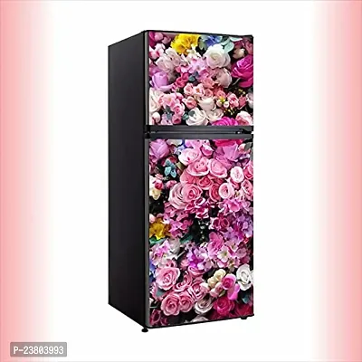 Psychedelic Collection Colorful Roses and beautyfull Pink roseDecorative Extra Large PVC Vinyl Fridge Sticker (Multicolor, 60 cm X 160 cm)-thumb0