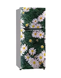 Psychedelic Collection flower leaves lotus white flower wallpaper poster Adhesive Vinyl sticker Fridge wrap sticker Double Single Door Decorative Fridge Sticker (PVC Vinyl, Multicolor, 60 cm X 160 cm)-thumb3