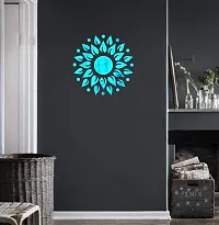 Psychedelic Collection Decorative Sun Flower Leaves Mirror Blue Acrylic Sticker Hexagon Mirror, Hexagon Mirror Wall Stickers, Mirror Stickers for Wall Large Size, Sticker Mirror-thumb1