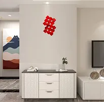 Psychedelic Collection Decorative Square Set red Acrylic Sticker Hexagon Mirror, Hexagon Mirror Wall Stickers, Mirror Stickers for Wall Large Size, Sticker Mirror-thumb1