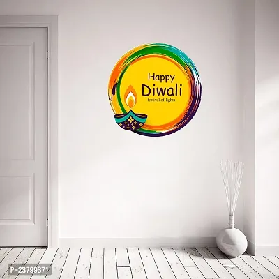 Psychedelic Collection Happy Diwali PVC Vinyl Multicolor Decorative Wall Sticker for Wall Decoration Size : 46 cm X 46 cm _WD247-thumb4