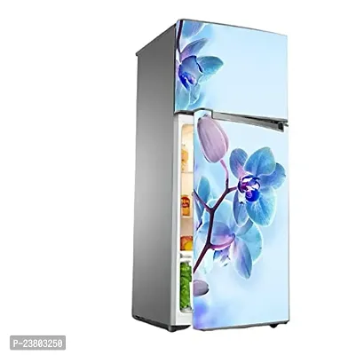 Psychedelic Collection 3D Blue FlowerDecorative Extra Large PVC Vinyl Fridge Sticker (Multicolor, 60 cm X 160 cm)