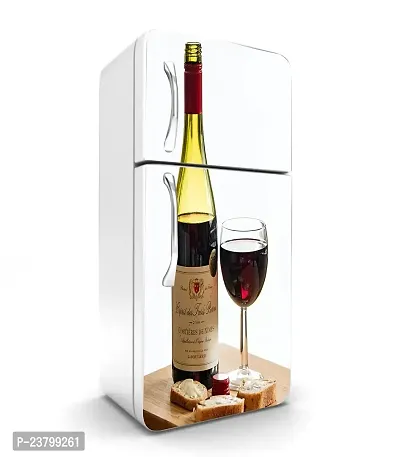 Psychedelic Collection Wine Glass with Bread Butter Fridge Sticker _ FD299