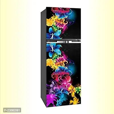 Psychedelic Collection Flower colourfull Design Painting Decorative Extra Large PVC Vinyl Fridge Sticker (Multicolor, 60 cm X 160 cm)-thumb2