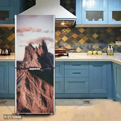 Psychedelic Collection Decorative Abstract Multicolor Biggest Mountain and Cloudy Sky Wallpaper Sticker for Fridge Decor 60 cm X 160 cm-thumb4