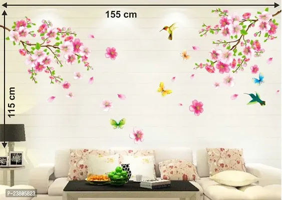 Psychedelic Collection Flowers Branch' Wall Sticker (PVC Vinyl, 60 cm x 90 cm),Multicolor-thumb4