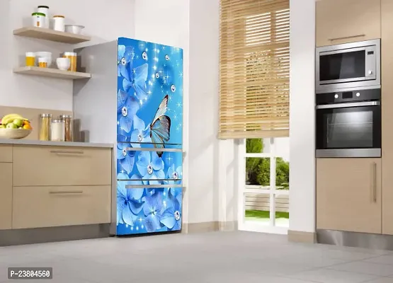 Psychedelic Collection Abstract Design Coloufull Flower with Butterfly Decorative Fridge Sticker (Multicolor PVC Vinyl 160x60)-thumb3