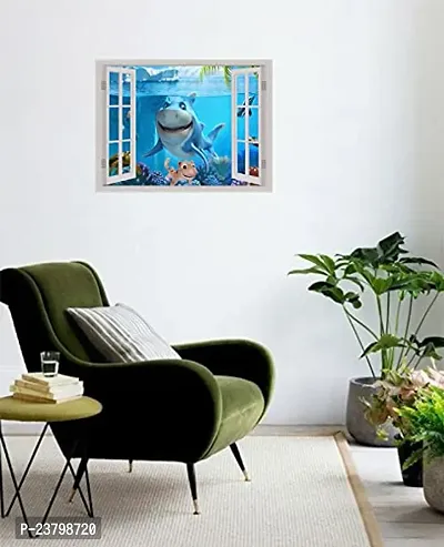 Psychedelic Collection Under Water Shark Window Illusion Wall Sticker (PVC Vinyl, Multicolour, Wall Covering 92 cm X 61 cm)_PCWI01_PCWIXL101-thumb3